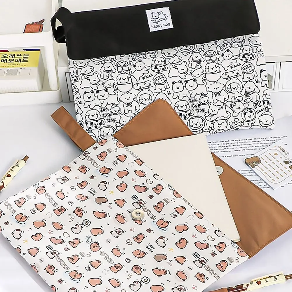 A4 Document Bag Creative Cartoon Print Large Capacity File Folder Zipper Stationery Storage Bag File Bag