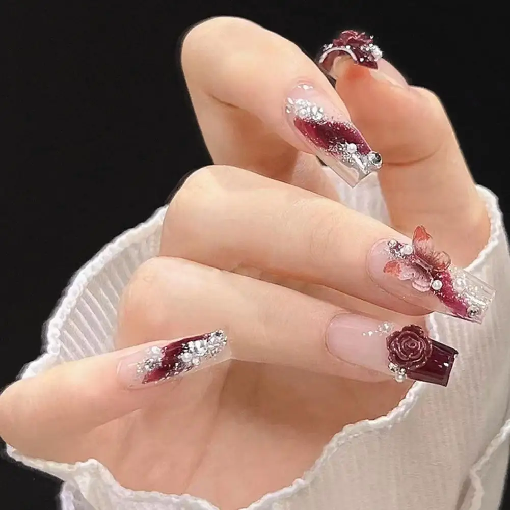 1กล่องที่ละเอียดอ่อนไข่มุกปลอม3D ผีเสื้อตกแต่งเล็บ Nail Art Decor เรซิ่น DIY