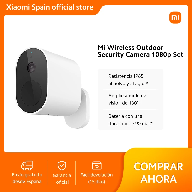 Official | Mi Wireless Outdoor Security Camera 1080p Set | IP65 dust and water resistance | 130 ° wide viewing angle | 90 days battery life