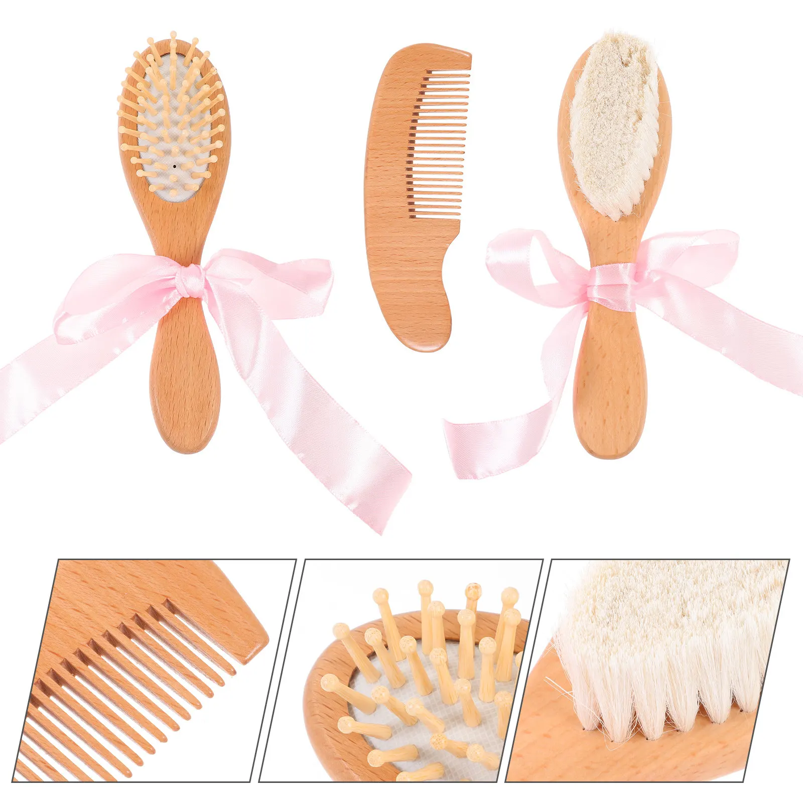 3個セット-木製ヘアコームセット-スムーズな頭皮マッサージコーム-すべての髪質に対応-ストレート、カール、ロング、ショート、太い髪、細い髪にも対応-バレンタインデーのギフトに