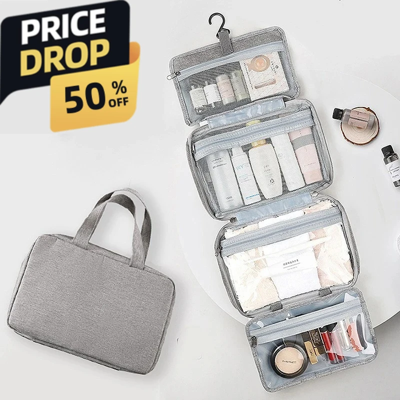 

Foldable Waterproof Toiletry Bag Travel Cosmetic Organizer Dry/Wet Compartment Separation SpaciousChristmas Gift for Men Holiday