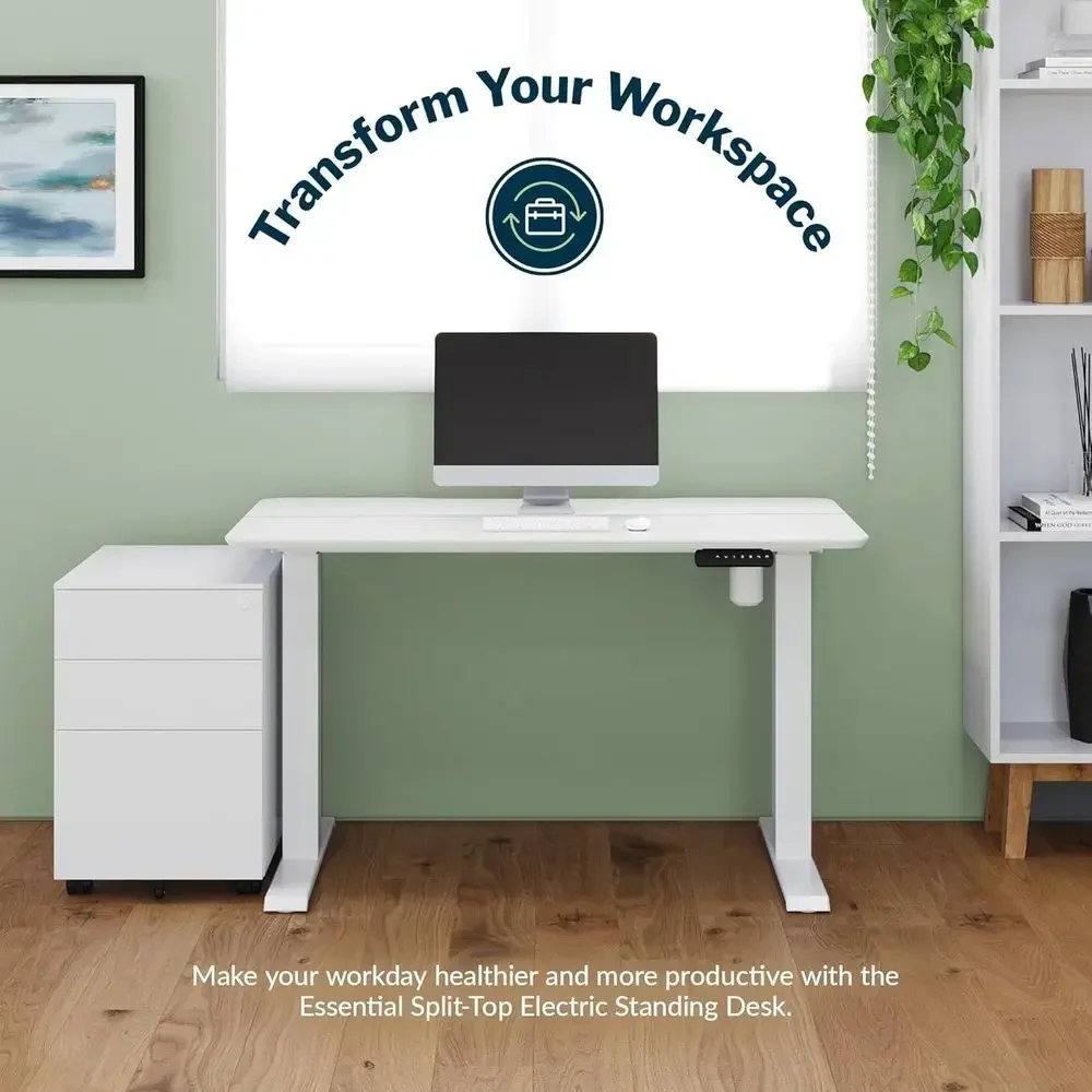 48x24 Inch Electric Sit-Stand Desk, 4 Memory Heights, Laminate Wood Top, T-Legs, Supports 150lbs, Easy Assembly (White)