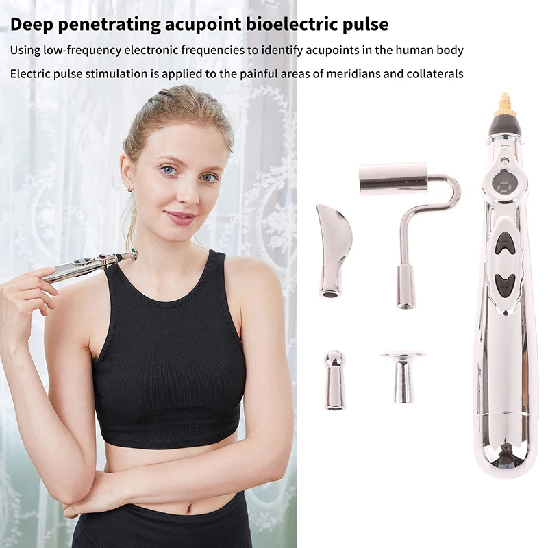 5 Heads Electric Acupuncture Point Massage Pen Meridian Energy Massage Pen Pain Relief Therapy Back Neck Face Beauty Roller