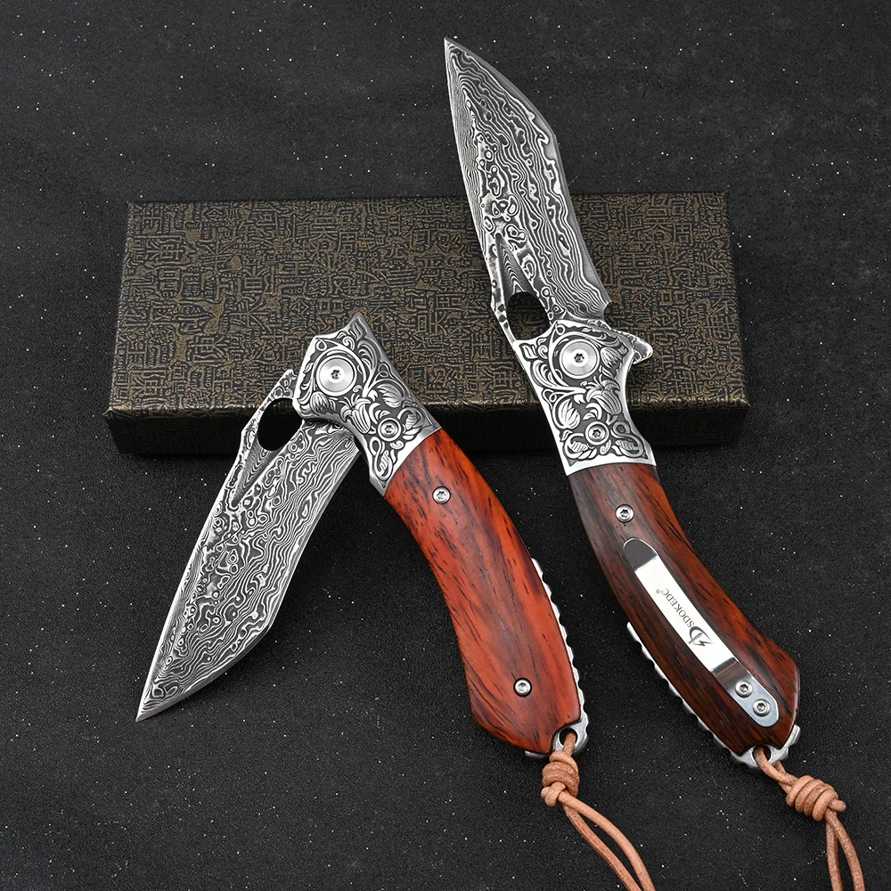 

Outdoor VG10 Damascus Steel Pocket Knives Hunting Survival EDC Tool Self Defense Folding Knife Camping