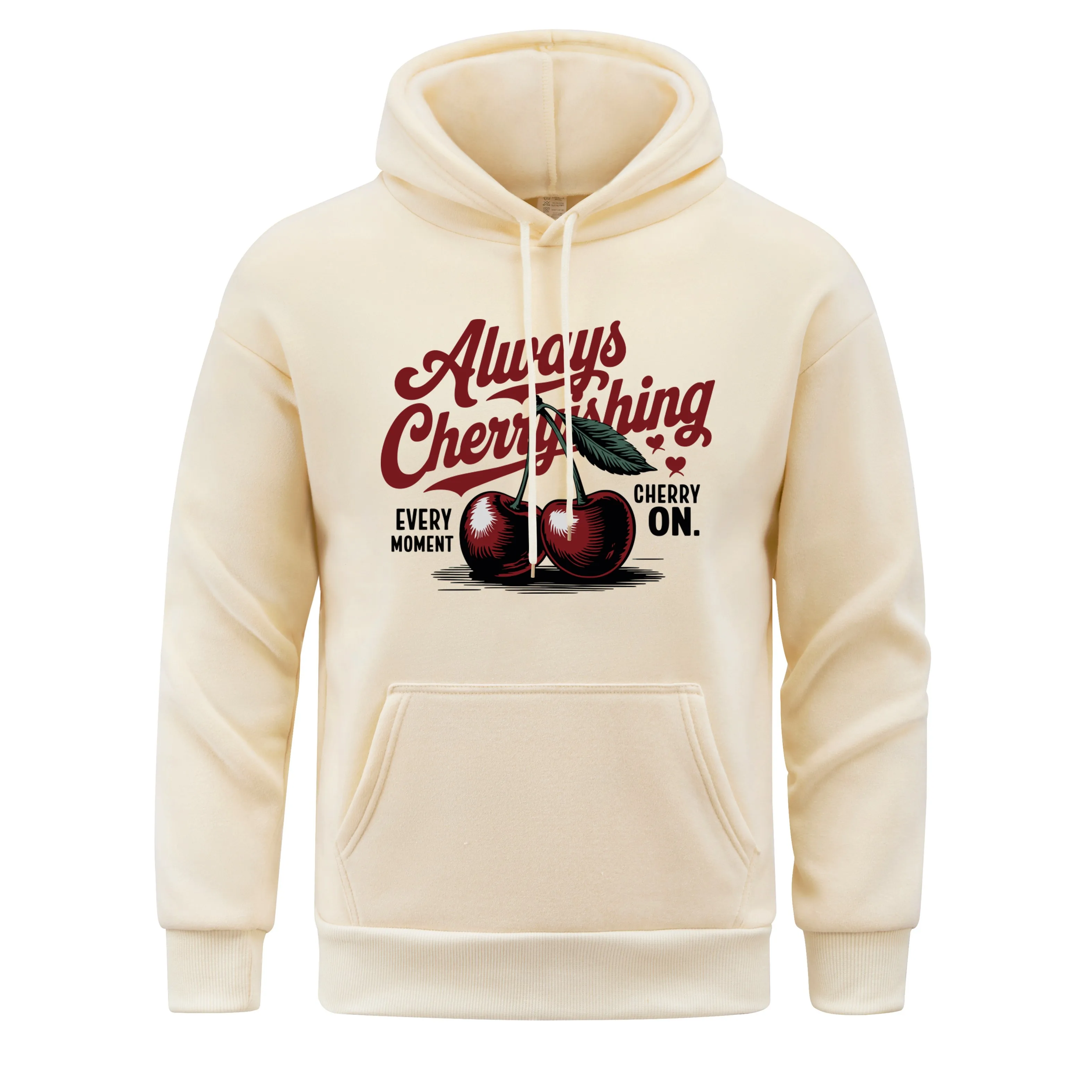 Sweet And Sour Cherry Men Hoody Always Cherryishing Every Moment Cherry On Hooded Red Hoodies Man Soft Spring Autumn Clothes