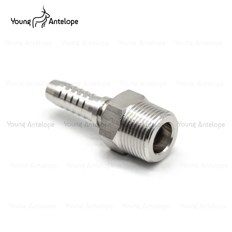 304 Stainless Steel BSPT Male Thread Pipe Fitting Hose Barb Pagoda Joint Coupling Connector3/8 1/2 1/4 High pressure oil pipe