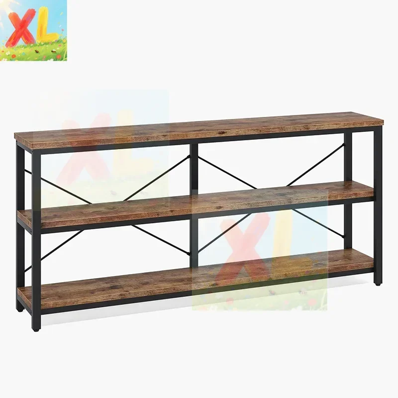 Solid wood entrance table against the wall, living room entry display, entrance cabinet, wrought iron shelf, bookshelf, sofa