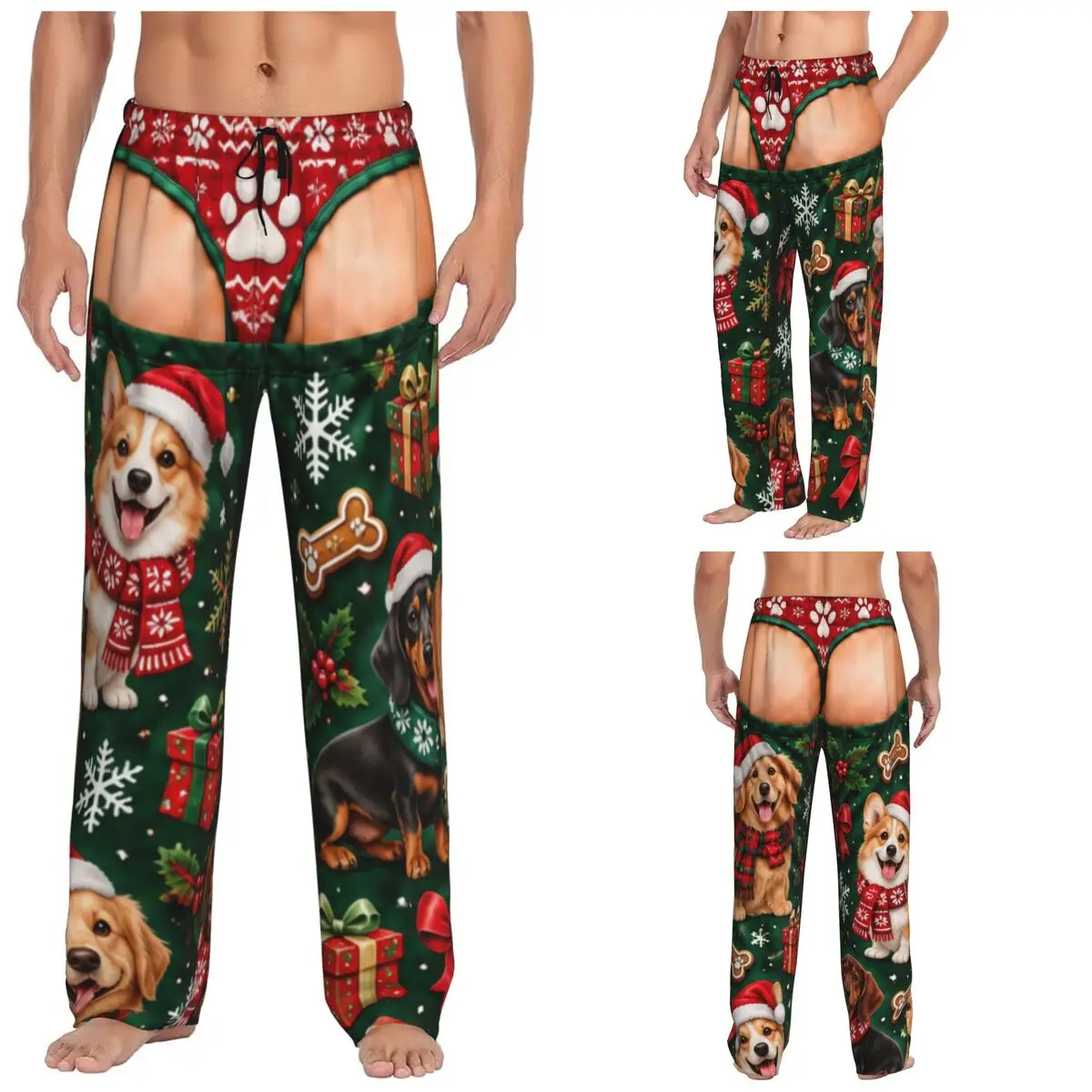 Merry Christmas Santa Claus Snowman Men Sleep Pants Bottoms Stretch Comfy Pajama Lounge Pants