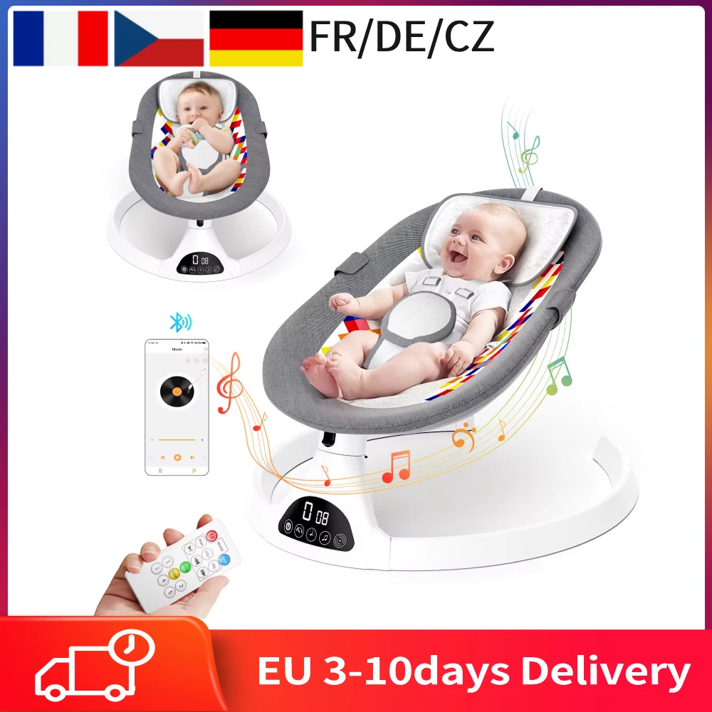 Rocking Baby Bed Electric Luxury Electric Swing Shaker Recliner Baby Auto Swing Chair Five-point Seat Belt With Remote Control