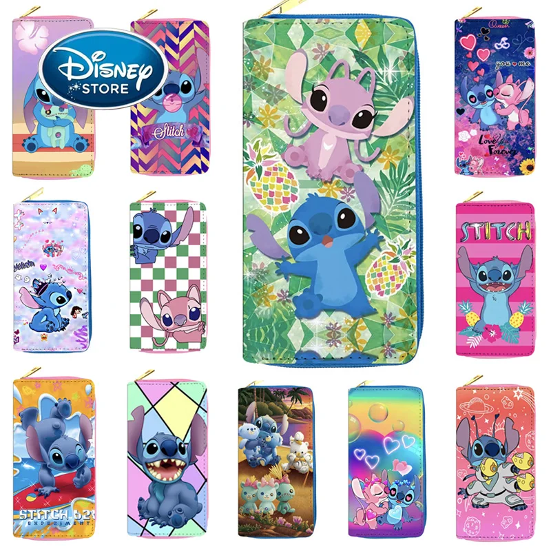 Disney Lilo & Stitch Movie Wallet Cute Stitch Women Long Wallet Lady Card Holder ID Bag Girls Multi Functional Zipper Coin Purse