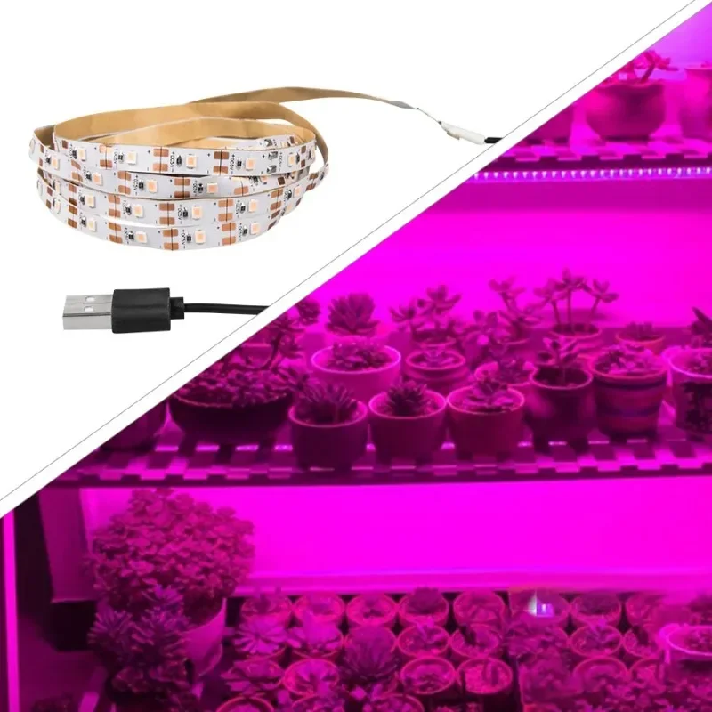 หลอดไฟ LED Grow LED 5V แบบ USB Grow 1-5ม. โคมไฟปลูกพืชแถบไฟ LED สำหรับเต็นท์ Grow ต้นกล้าผัก