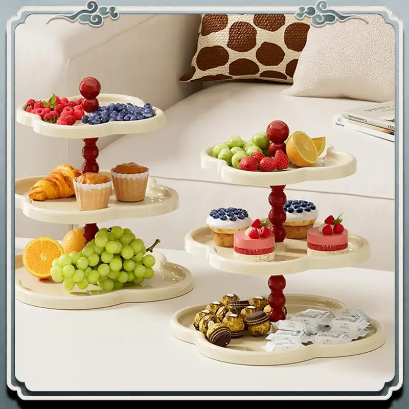 

Durable Retro Jewelry Rack Fruit Plate Dessert Display Rack Desktop Four-Leaf Ornament Storage Rack