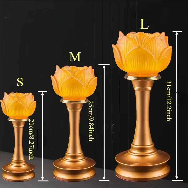 Buddhist furnishings lamp holder copper candlestick Offering items front Buddha 7 types of light sources table lamp Plugged In