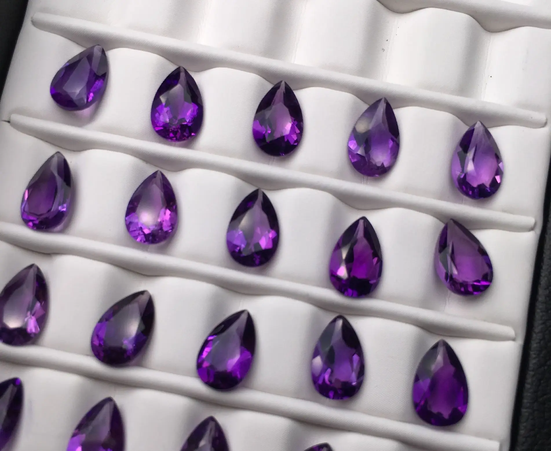 Wholesale 10pcs/pack Amethyst Brilliant-cut Cabochon 3x5mm 4x6mm 5x7mm 5x8mm 7x9mm Pear Drop Gemstone Ring Face For Jewelry