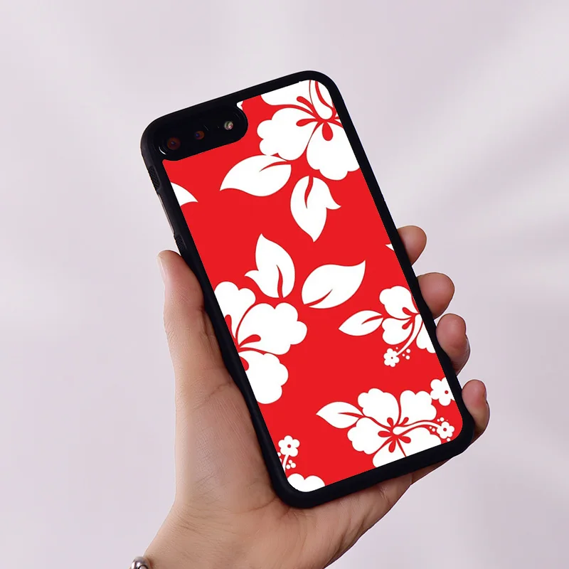 Wildflower Rubber Phone Case Cover for iPhone 6 6S 7 8 Plus X XS XR 11 12 13 14 15 Mini Pro Max Hawaiian Hibiscus Pattern