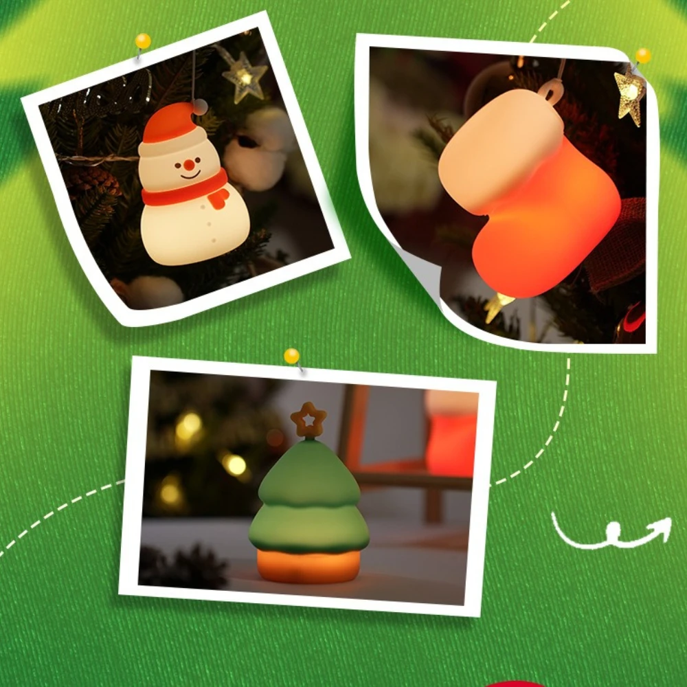 Christmas Tree Boots Snowman Patting Light Baby Room Breastfeeding Night Light Silicone Touch Bedside Yard & Garden Lighting