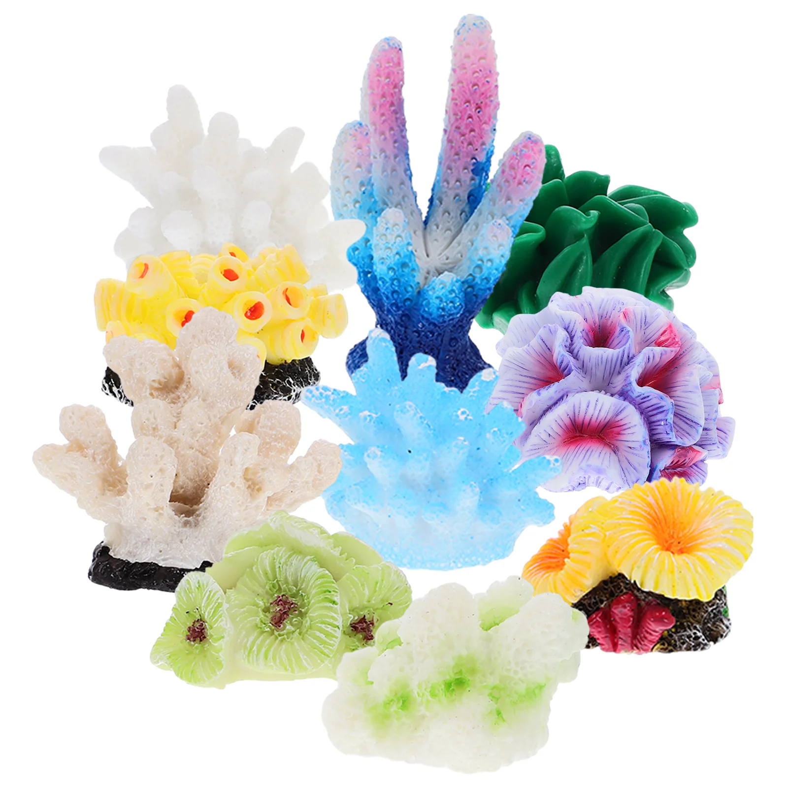 

10 Pcs Resin Simulation Coral Fish Tank Statue Ornament Decoration Artificial Sculpture Aquarium