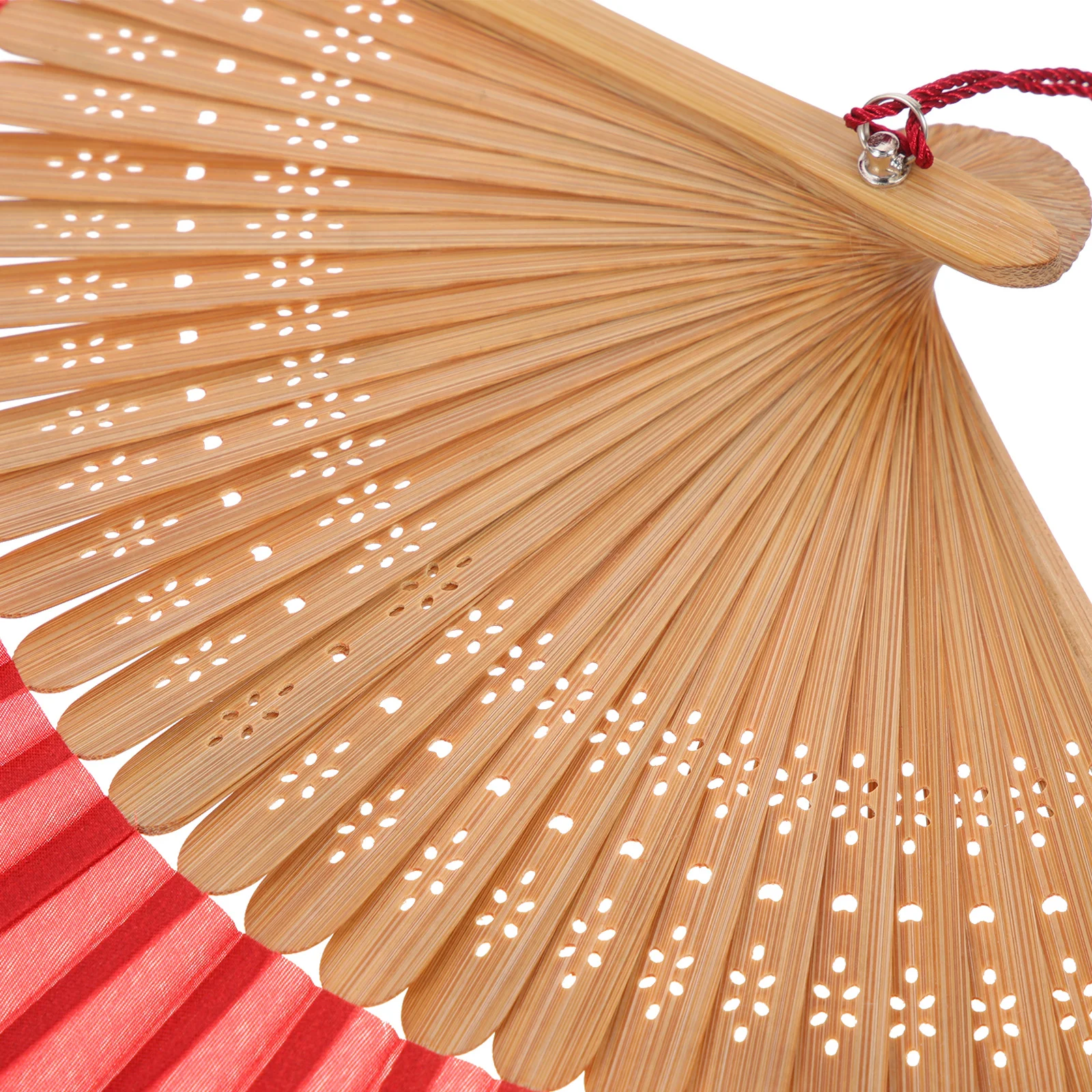 

Japanese Style Folding Hand Fan Vintage Bamboo Silk Clear Pattern Lightweight Handheld Fan for Summer Travel Wedding Photography