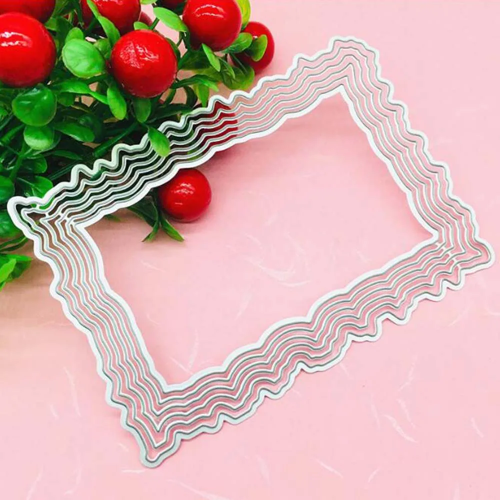 Rectangular wavy frame Metal Cutting Dies Scrapbook Photo Album Paper Craft Card Making Embossed Template Punch Stencil