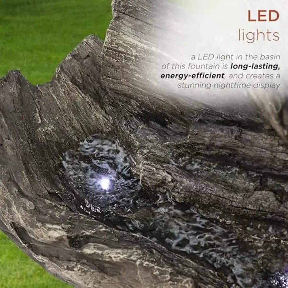 Luci a LED per fontana d'acqua Aspetto naturale Resina durevole Decorazioni per esterni Tronco di albero caduto 24 "H 40" H