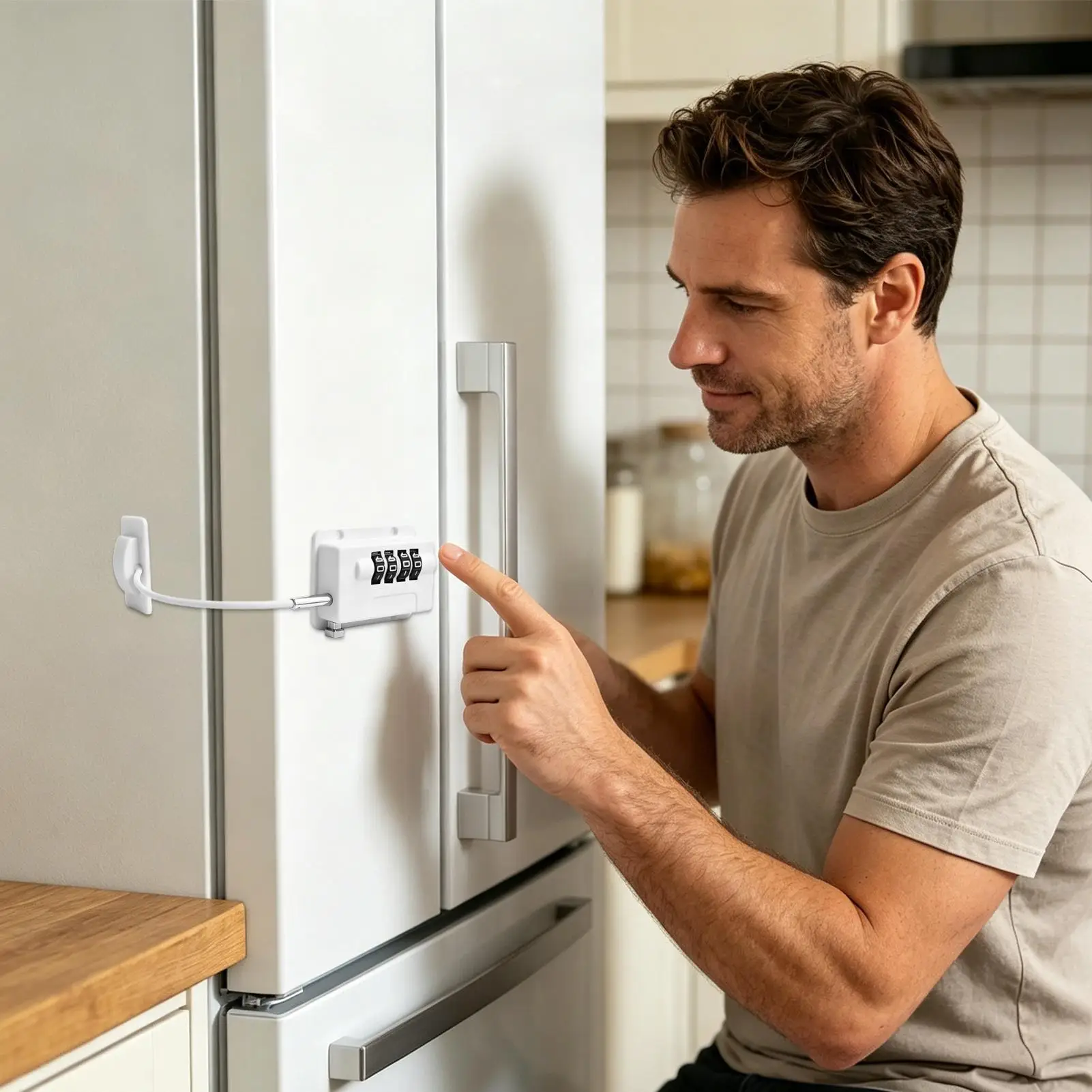 Refrigerator Lock Child Protection Adhesive Freezer Combination Latch Refrigerator Safety Lock For Closet Cabinet Oven Window