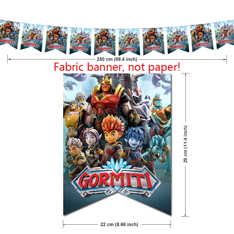 GORMITI Birthday Party Decorations Warrior Theme Supplys Banner Cups Plates for Kids