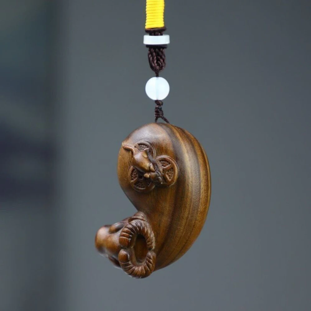 JW67 - 7CM Tall Buffalo OX Boxwood Sculpture Zodiac Animal Figurine Mini Statue Car Bag Pendant Hanging Lucky Netsuke