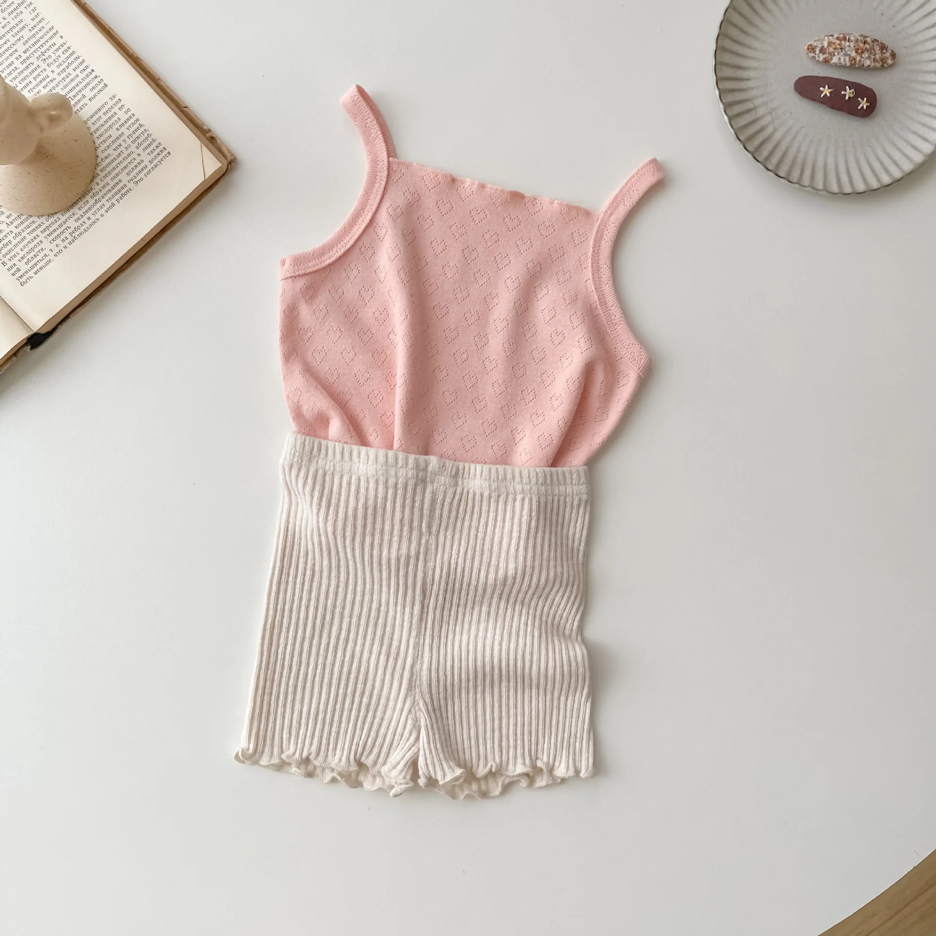 Summer New Kid Camisole Newborn Hollow Out Love Vest Girl Baby Thin Solid Casual Tops Waistcoat Infant Cotton Suspenders Shirt