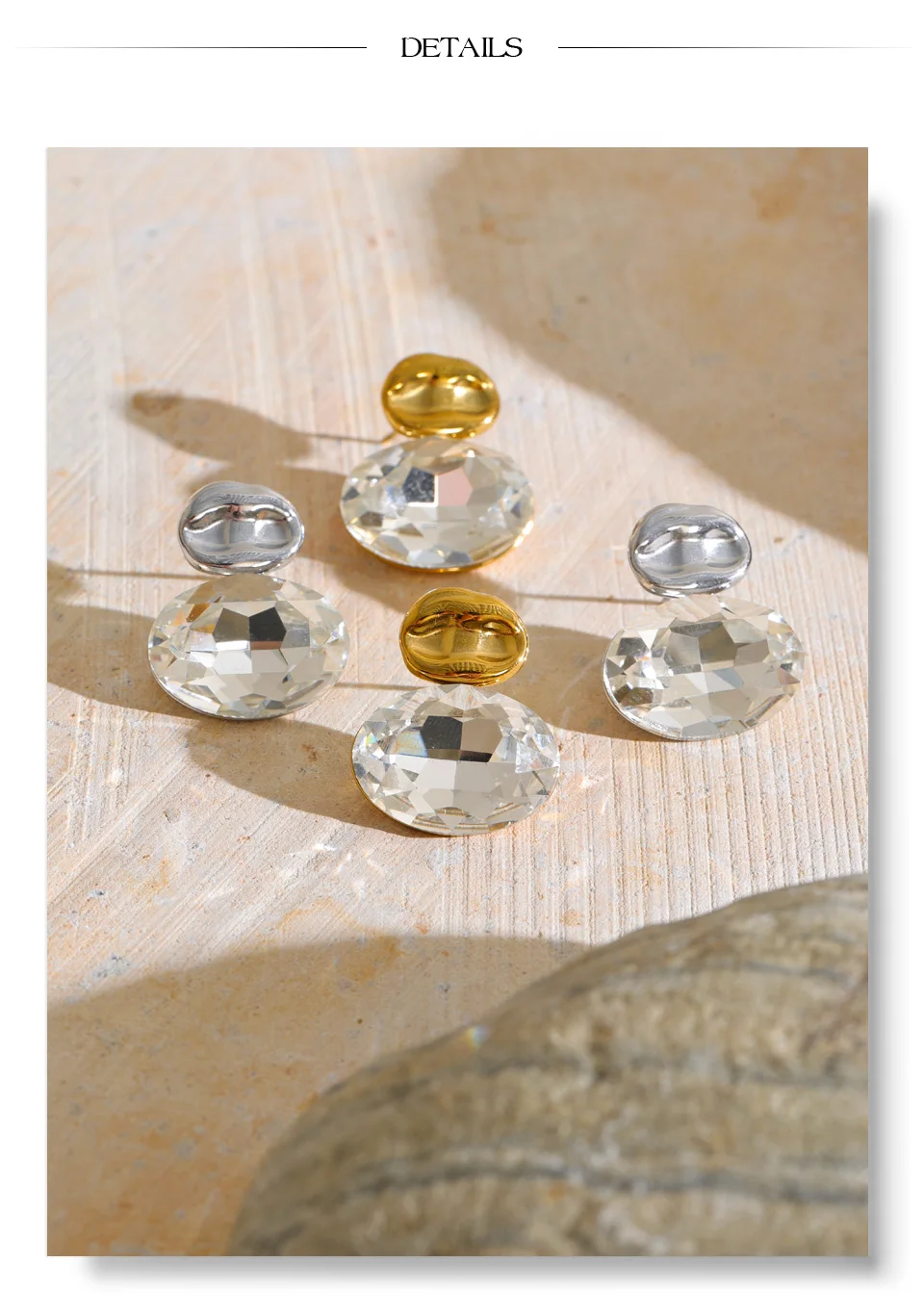 Yhpup Edelstahl Kristall Ovale Ohrstecker Hypoallergen Glänzend Neuheiten Stilvoller Partyschmuck Geschenk – Detail 7