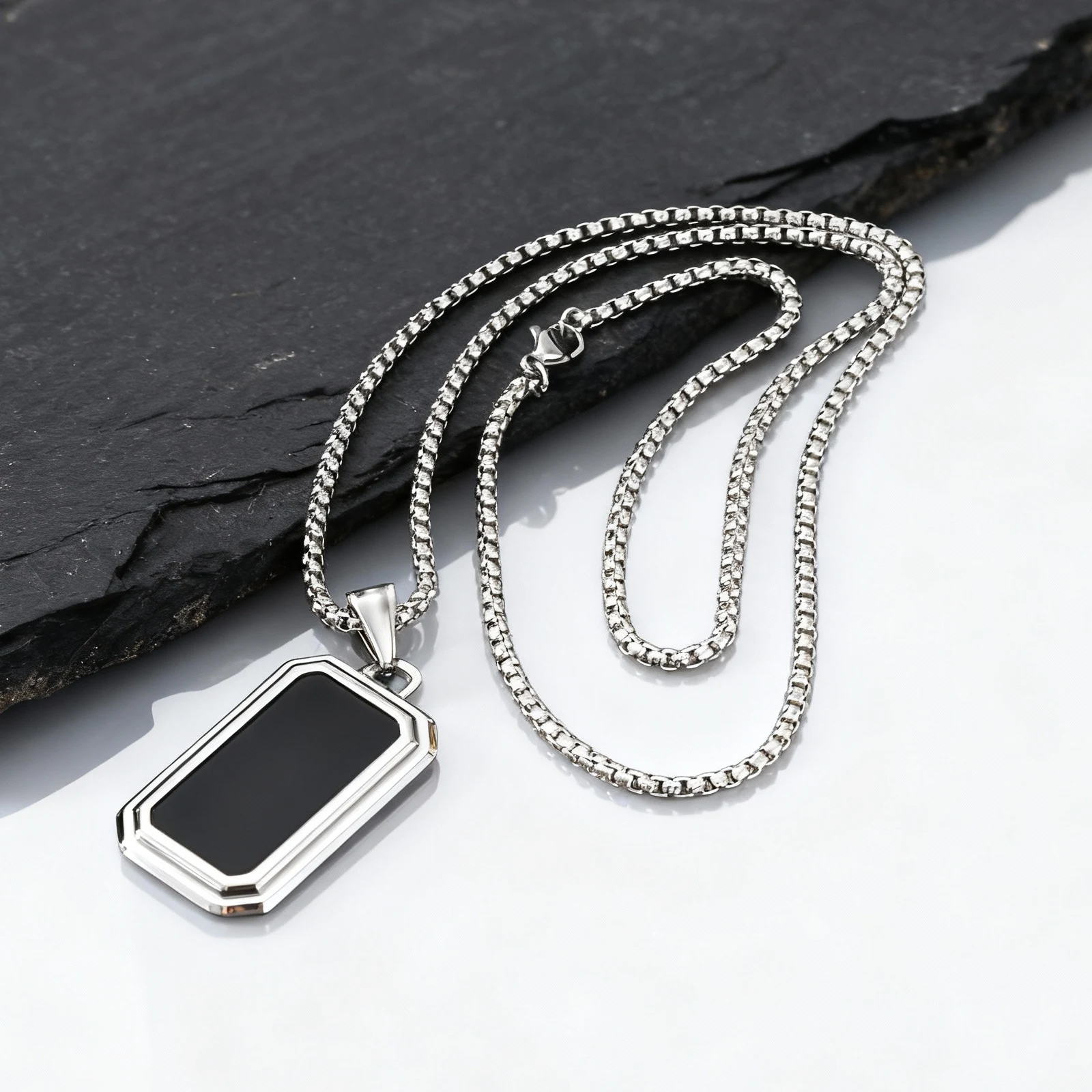 Wasserdichte Dogtag-Halskette für Männer und Jungen, stilvolle Edelstahl-Anhänger-Halskette, Geburtstags-Vater-Geschenk – Detail 1