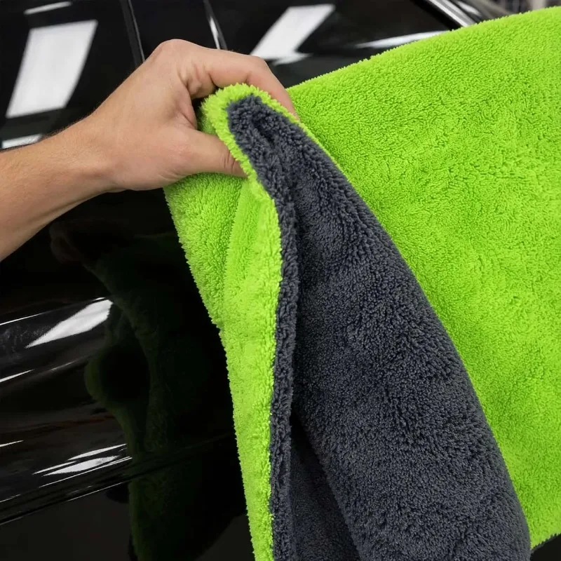 1PC Microfiber Drying Towel with Super Absorbent Thickened Technology Suitable for Cars Trucks Boats Green and Gray Detail Cloth