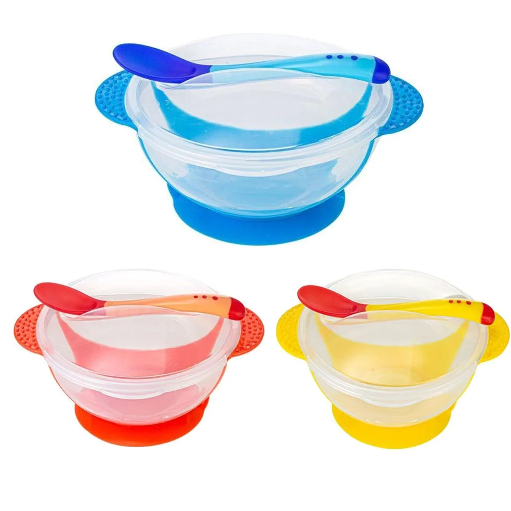 Baby Bowl Set Training Bowl Spoon Tableware Set Dinner Bowl Learning Dishes with Suction Cup Children Training Dinnerware