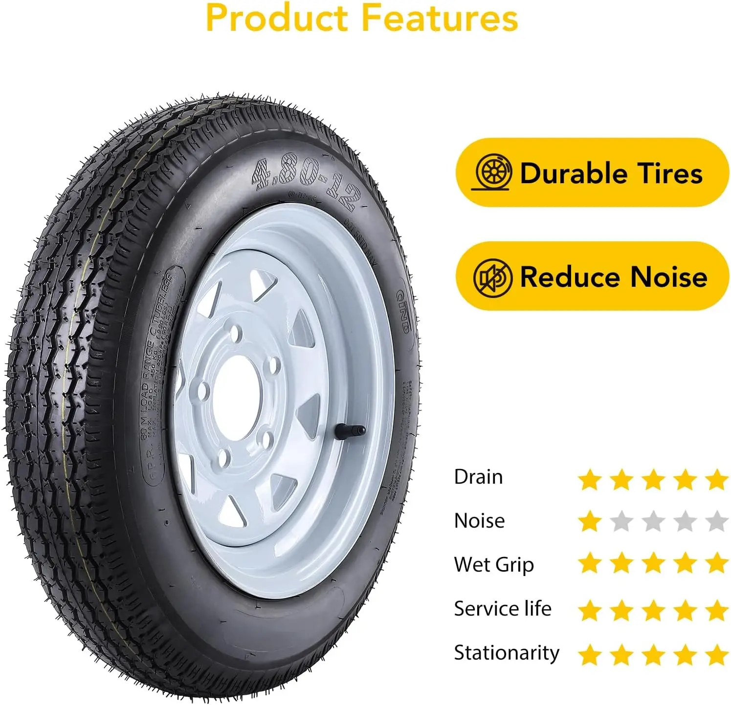 إطارات مقطورة مع 12 "الحافات ، 4 العروة على" ، نطاق الحمل C ، 6pr ، من من 12 إلى 12 ،! x 12 ،! 12 ، 12 ، 2