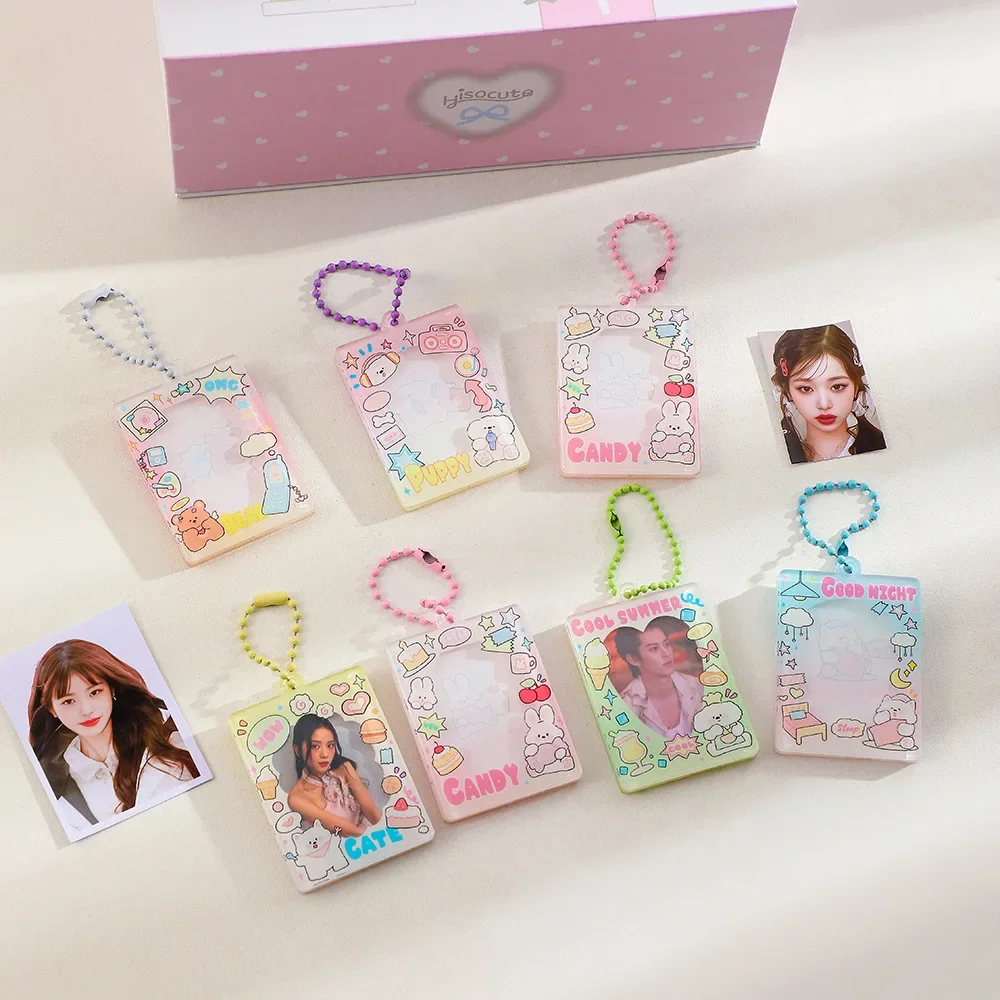 1/2inch Kawaii cards Holder Acrylic Photo Frame Pendant For Lover Friends Gift Photocards Cover