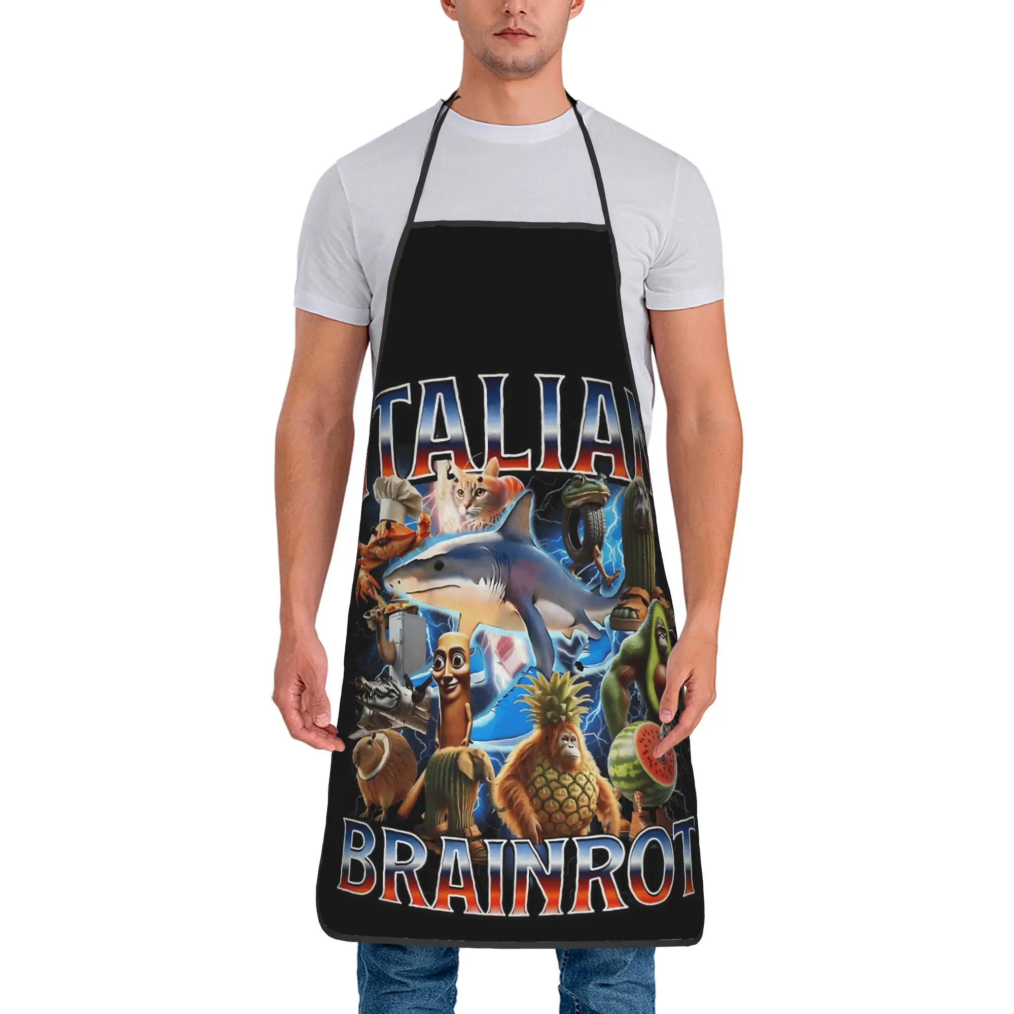 

Funny Italian Brainrot 2025 Vintage Apron Cooking Cute Kitchen Accessories Adult Barbecue Aprons without Pocket