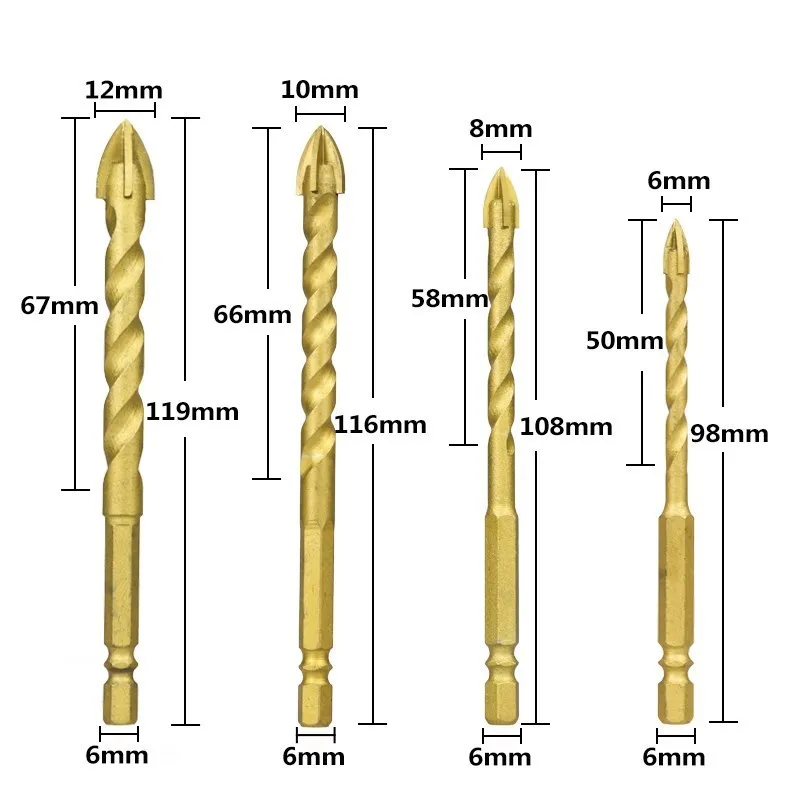 XCAN Hole Opener 6-12mm Cross Hex Tile Drill Bit Brick Alloy Triangle Bit Hole Cutter for Glass Ceramic Concrete Drilling Tool