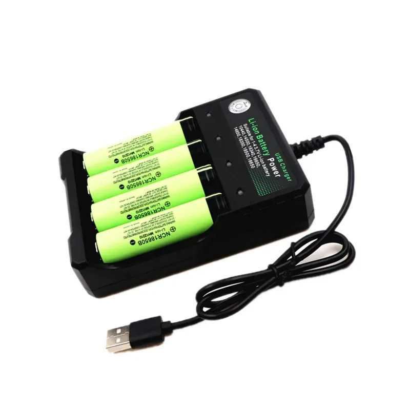 1-10 szt. NCR 18650B 3400mAh 18650 akumulator litowo-jonowy do narzędzia bateria do latarki 3.7V + ładowarka USB quad smart