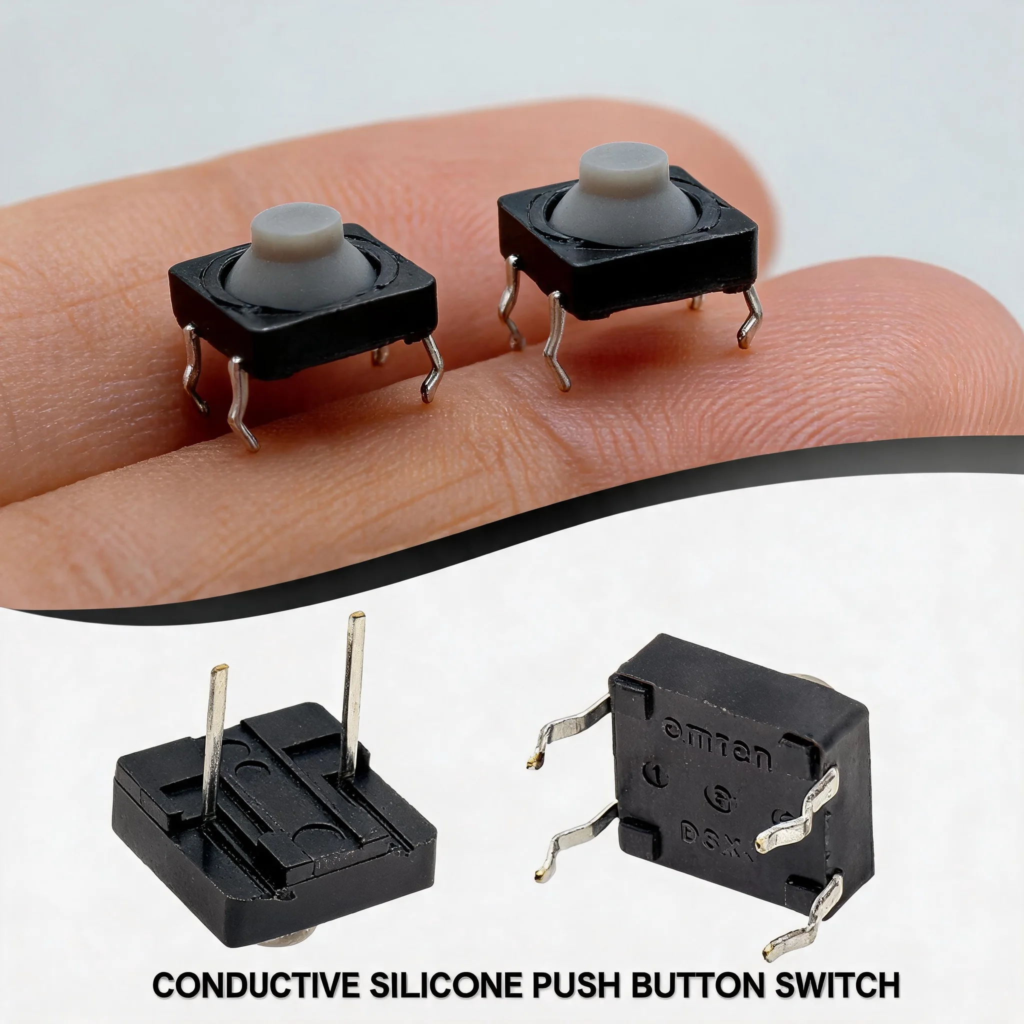 Two‑Pin Silent Touch Switch 8x8x5mm Conductive Silicone Button Silica Gel Keypad Replacement for Various Electronic Devices