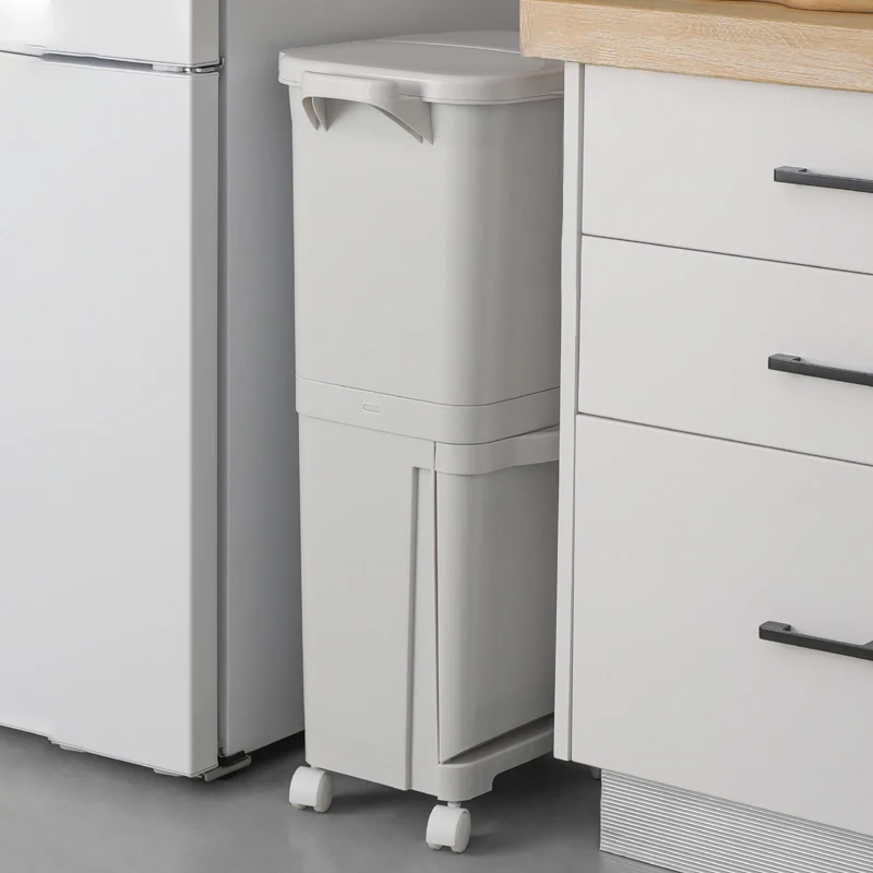 

High Quality Plastic Double Trash Garbage Can Waste Bin
