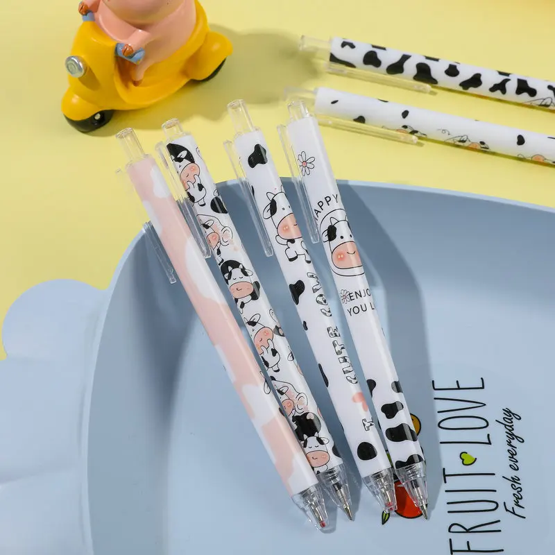 6 Piece Lytwtw's Cute Gel Pen Cartoon Cow Gift Press Office Gift School Supplies Stationery Kawaii Funny Pens