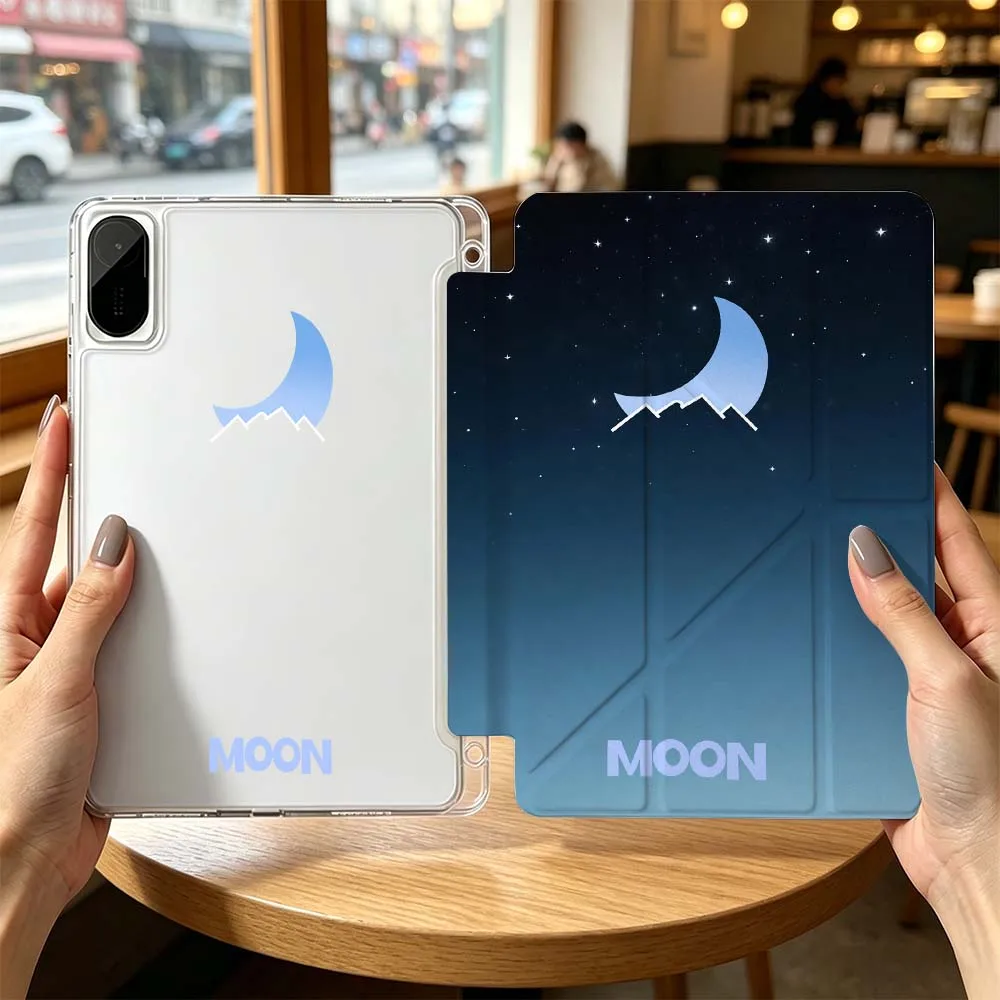 Cartoon Blue Moon Shape Cool For Xiaomi Redmi Poco Pad 8 7 6 5 C1 SE 9.7 11.2 12.1 11 inch 3Y Tablet Case