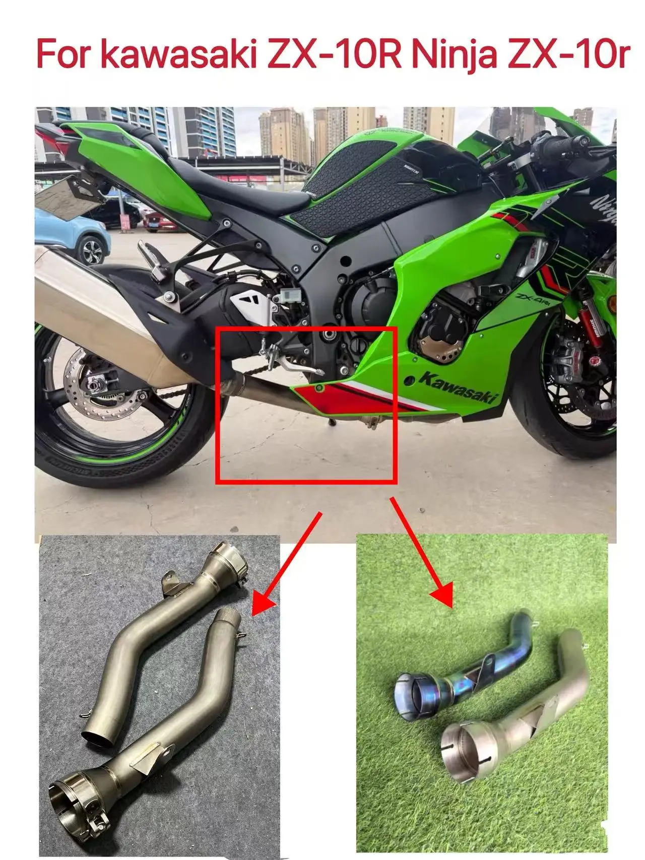 Kawasaki ZX10R Titanium Link Pipe - AliExpress