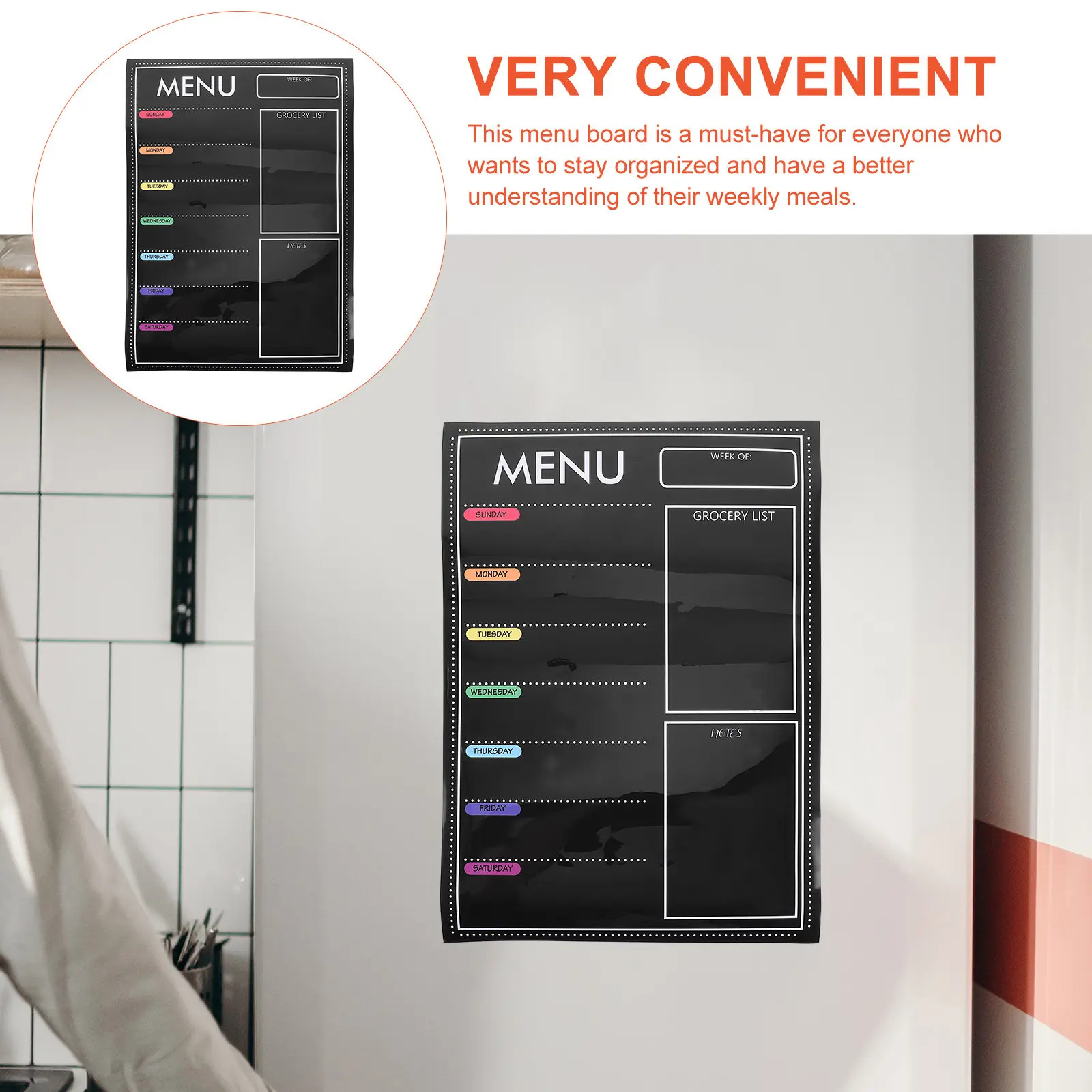 Dry Erase Magnetic Menu Board 9 Writeable Sheets Planner for Fridge Metal Surfaces Kitchen Organization Tool
