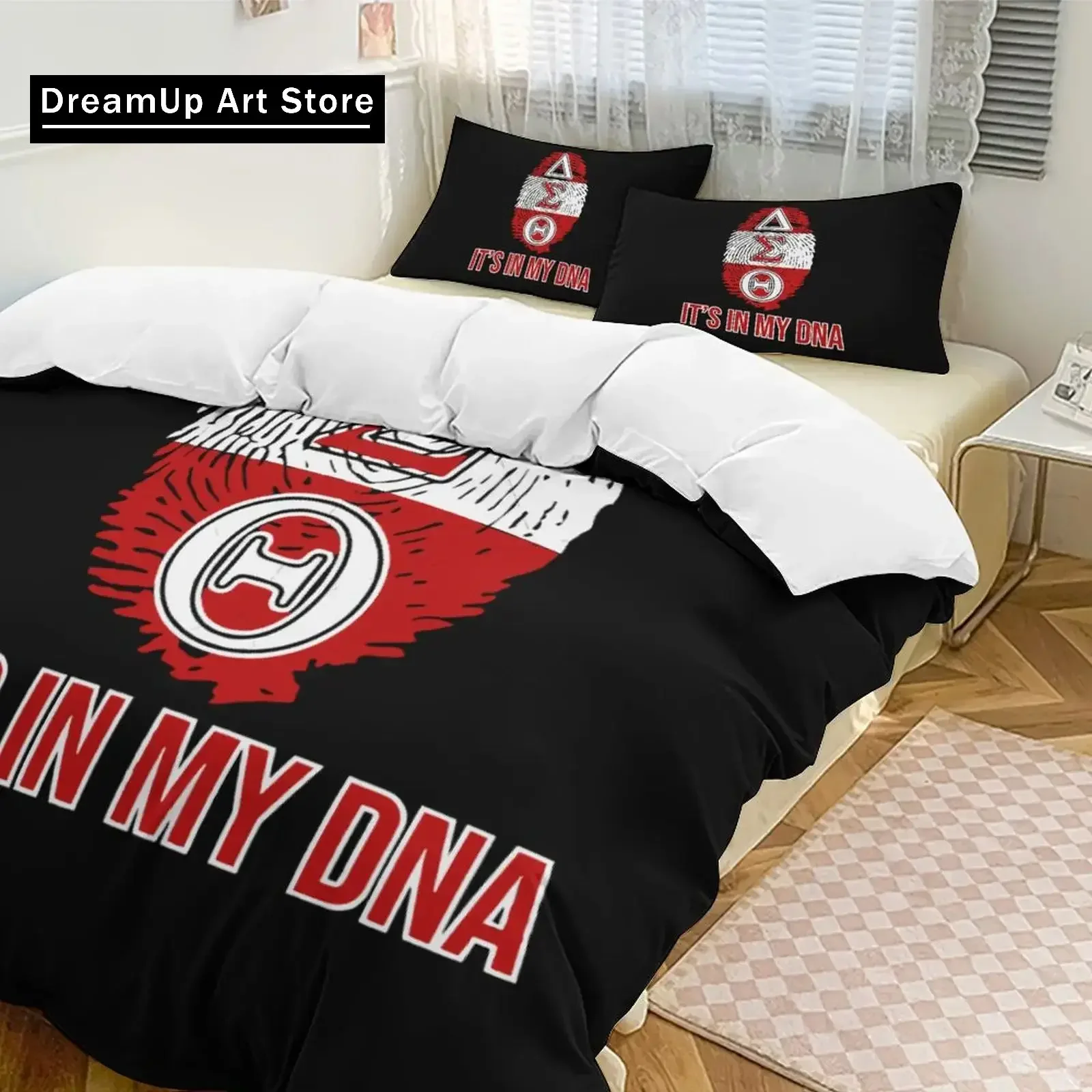 Delta sorority sigma theta dst conjunto de cama meninos meninas gêmeo rainha tamanho completo capa edredão fronha cama quarto adulto