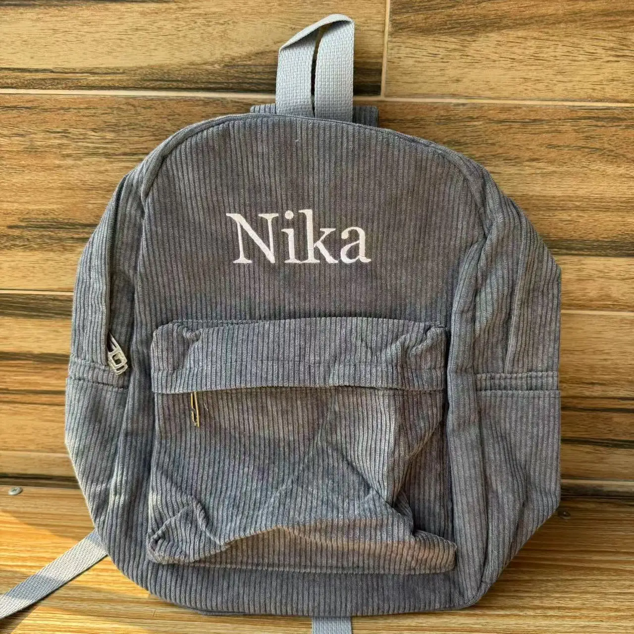 Any Name, Large Capacity Corduroy Backpack, Custom Embroidery, Casual And Simple Backpack, Unique Gift Bag For Outdoor Travel