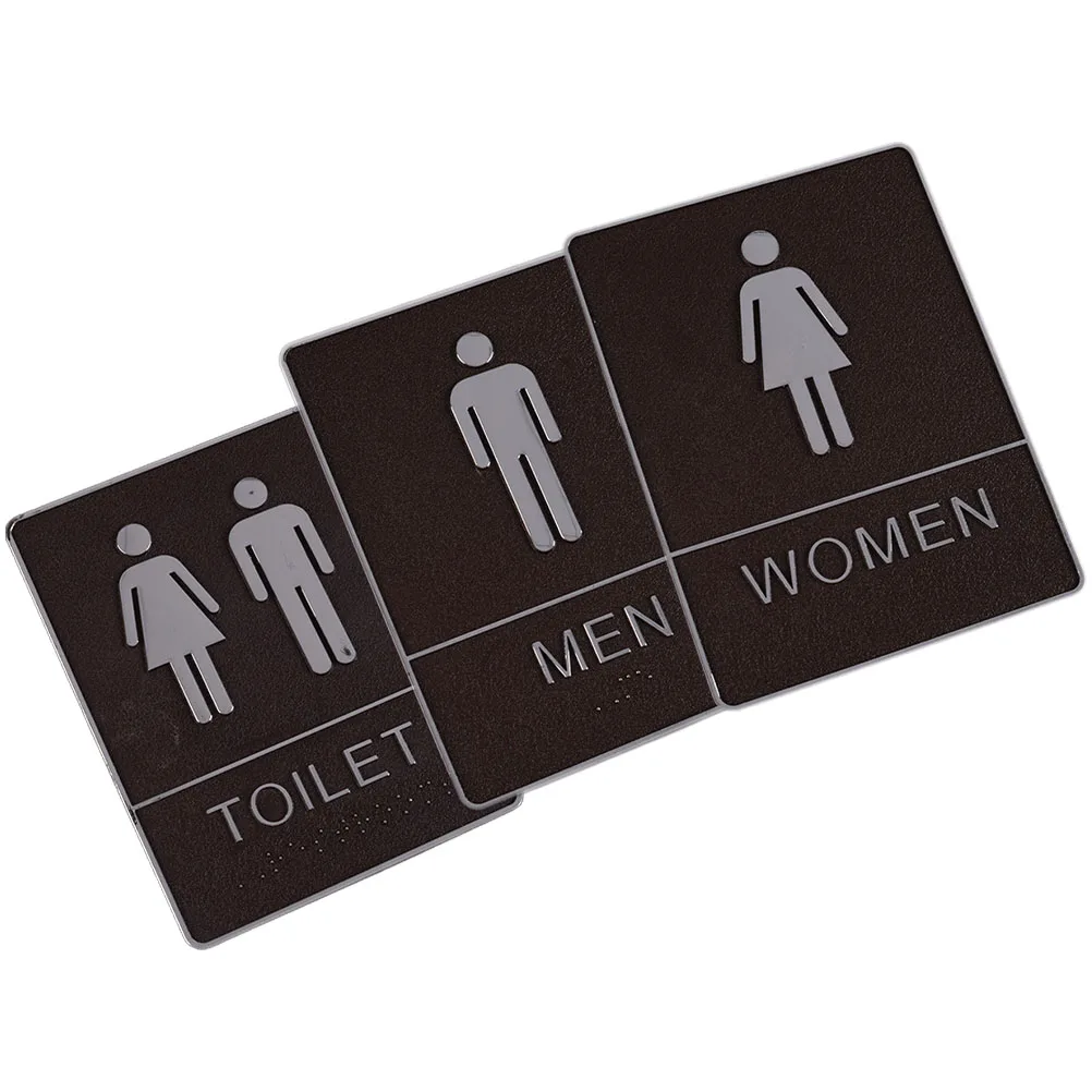 

3pcs Restroom Material Washroom Plate Bathroom Toilet Women'S And Men'S Toilet Sign Sign Gender Direction Markers