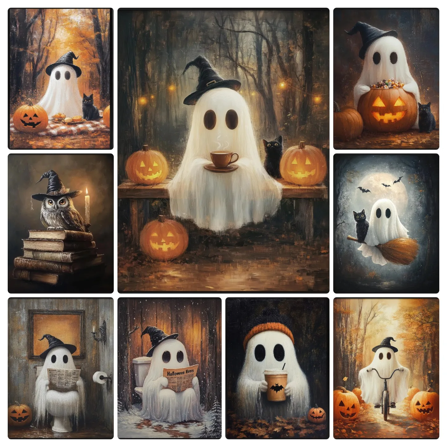 500/1000/1200/2000 PCS Cute Ghost Black Cat Puzzle Creative Puzzle Jigsaw Birthday Gifts Halloween Home Decoration