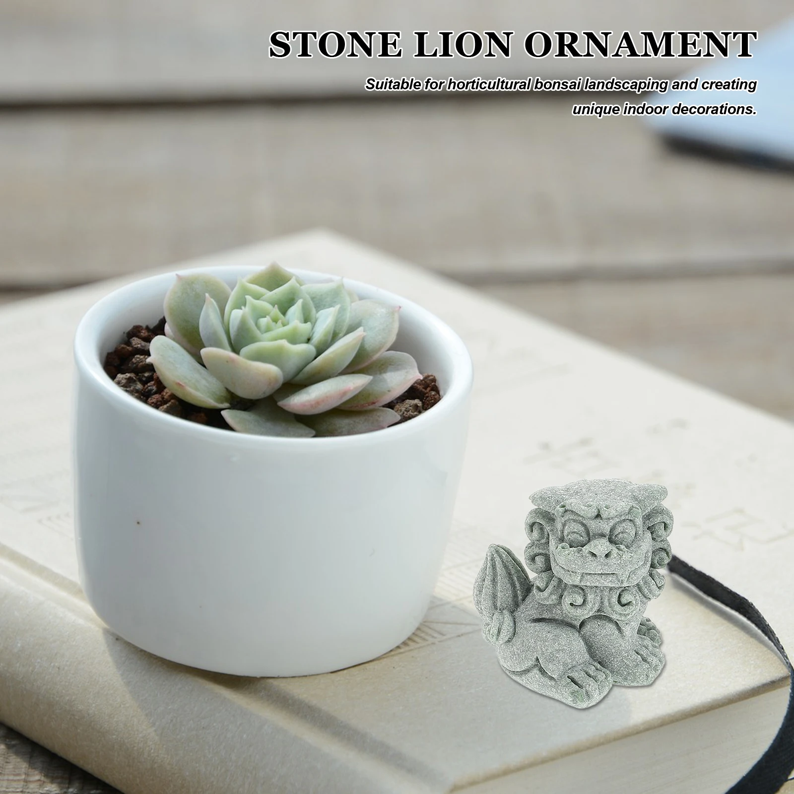 

North Lion nament Pair Small stone Figurines Funny Garden Statues Guardian Chinese Style Home Decoration Mini Stone Lion