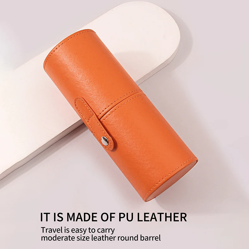 

PU Leather Makeup Brush Bucket Dust-Proof Waterproof Makeup Brush Cylinder Holder Portable Multi-Function Travel Cosmetic Bag