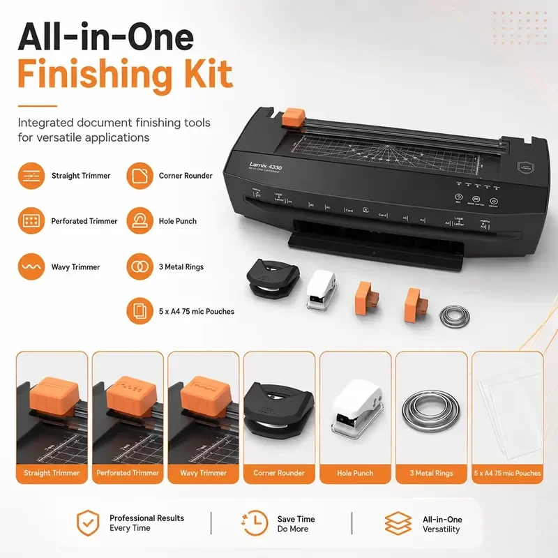 All-in-one A3 Hot and Cold Dual-Purpose Laminating Machine 320mm 4-Roll Office Laminator